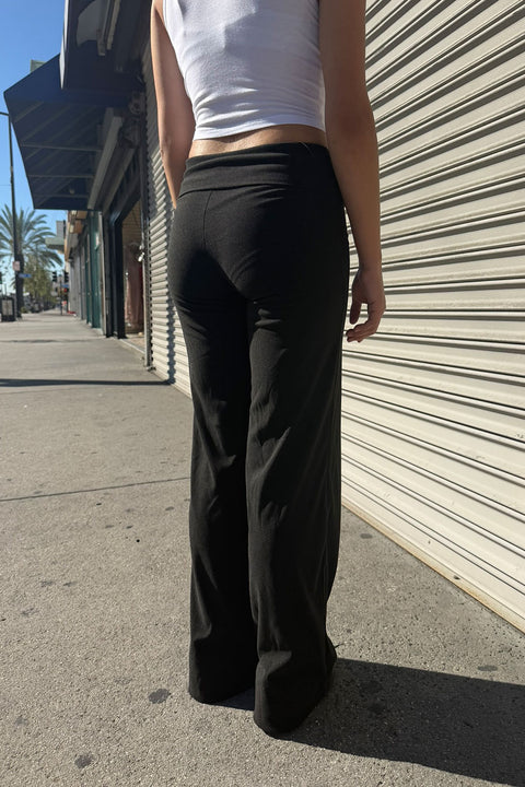 Basic Low-Rise Soft Wide Leg Fold Over Lounge Pants