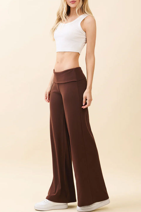 Basic Low-Rise Soft Wide Leg Fold Over Lounge Pants