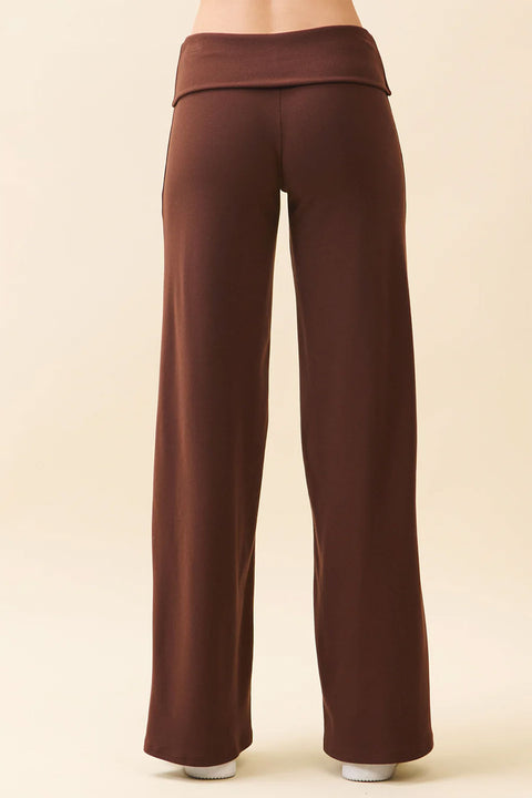 Basic Low-Rise Soft Wide Leg Fold Over Lounge Pants