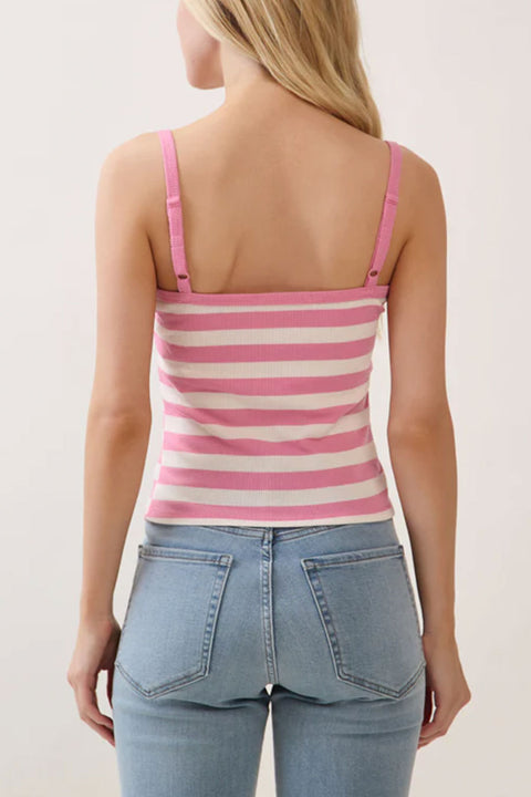 Striped Rib Knit Cami Tank Top