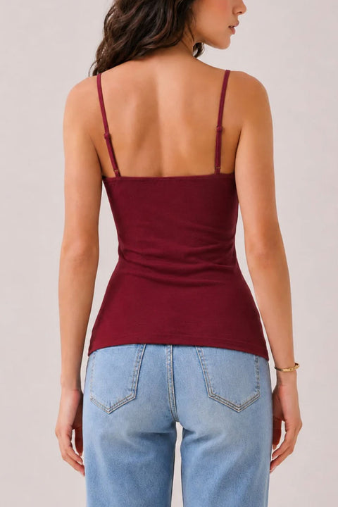 2000s Babydoll Lace Trimmed Cami Top With Baby Buttons