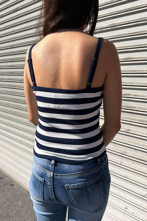 Striped Rib Knit Cami Tank Top