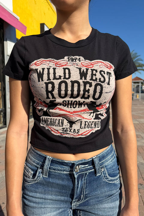 Wild West Rodeo Western Graphic Crop Tee