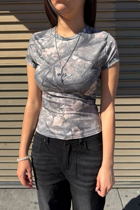 Woodland Graphic Camouflage Print Short Sleeve Tee