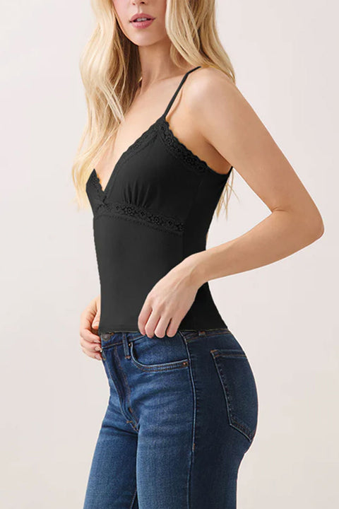 2000s V-Neck Lace & Bow Cami Top