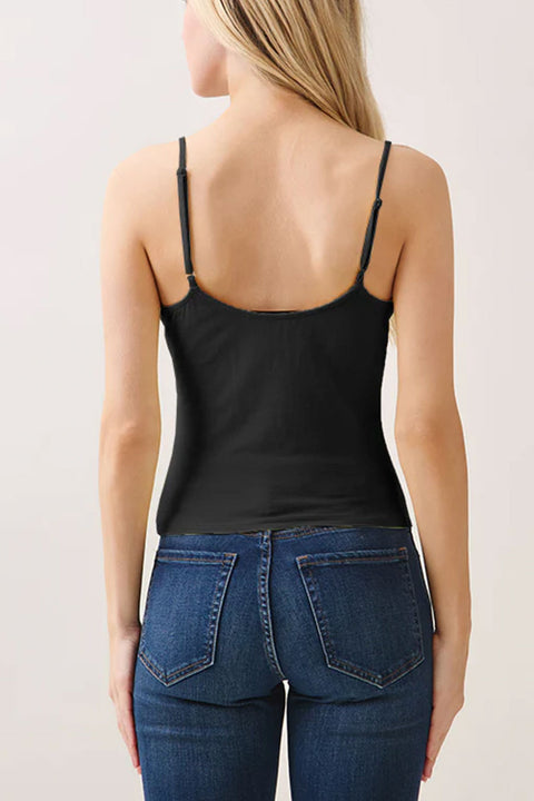 2000s V-Neck Lace & Bow Cami Top