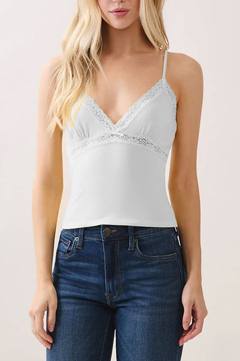 2000s V-Neck Lace & Bow Cami Top