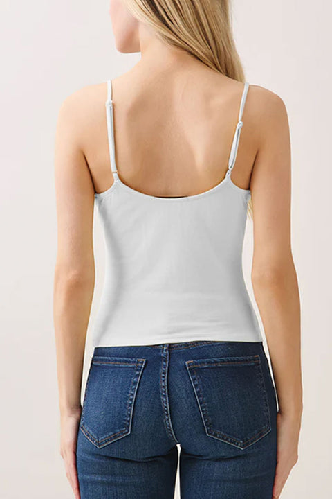 2000s V-Neck Lace & Bow Cami Top