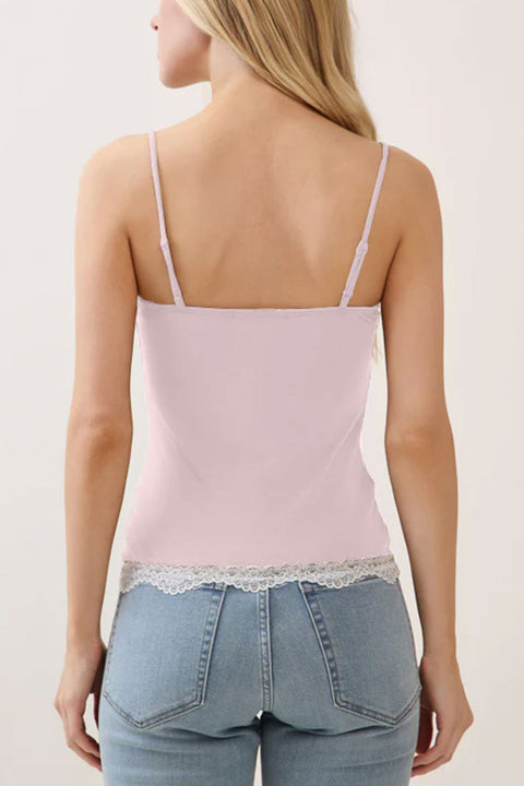 2000s Essential Double Contrast Lace Trimmed Y2K Cami Tank Top