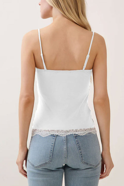 2000s Essential Double Contrast Lace Trimmed Y2K Cami Tank Top