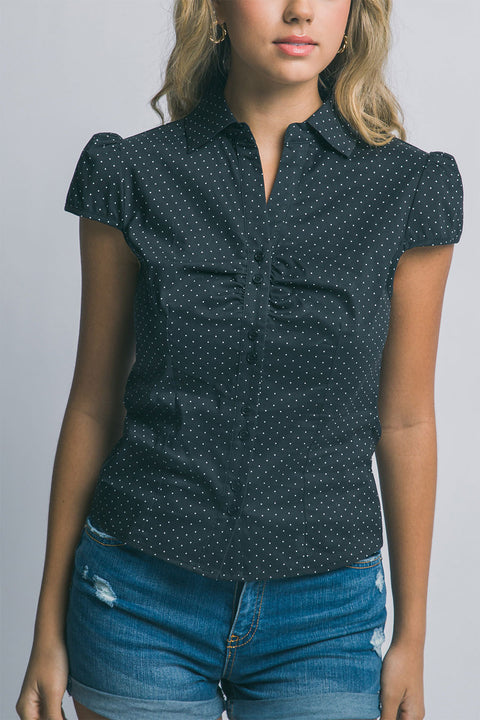 Clean Girl Polka Dot Short-Sleeve Shirt