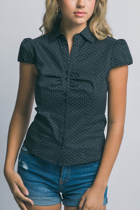 Clean Girl Polka Dot Short-Sleeve Shirt