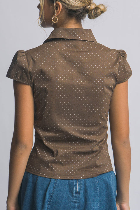 Clean Girl Polka Dot Short-Sleeve Shirt