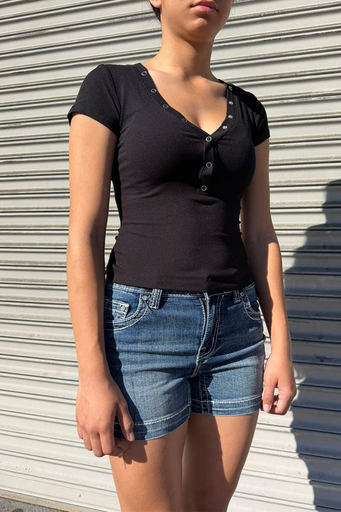 2000s Bedazzled Rhinestone Cross Patch Denim Shorts with Destruction Detail