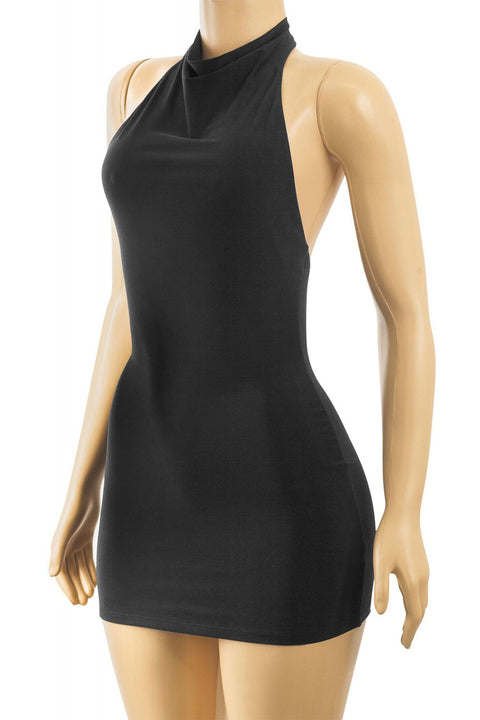 Tresser™ Sleeveless Halter Open Back Mini Bodycon Dress