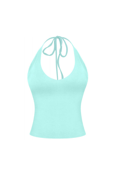 Tresser™ Sleeveless Self-Tie Halter Crop Top