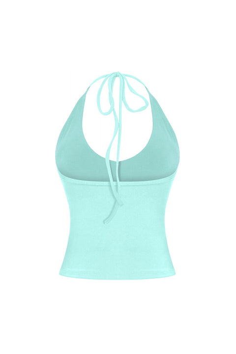 Tresser™ Sleeveless Self-Tie Halter Crop Top