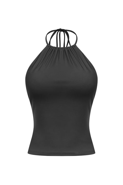 Tresser™ Sleeveless Shirred Halter Open Back Top