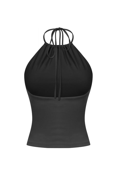 Tresser™ Sleeveless Shirred Halter Open Back Top