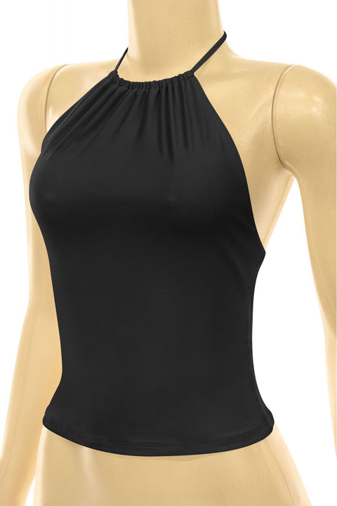 Tresser™ Sleeveless Shirred Halter Open Back Top