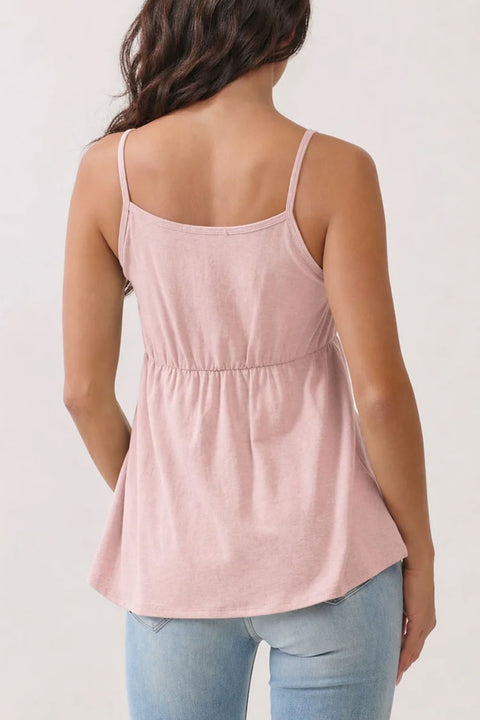 2000s Pleated Lace Trim Babydoll Cami Top