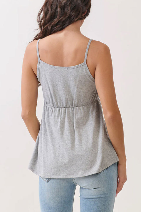2000s Pleated Lace Trim Babydoll Cami Top