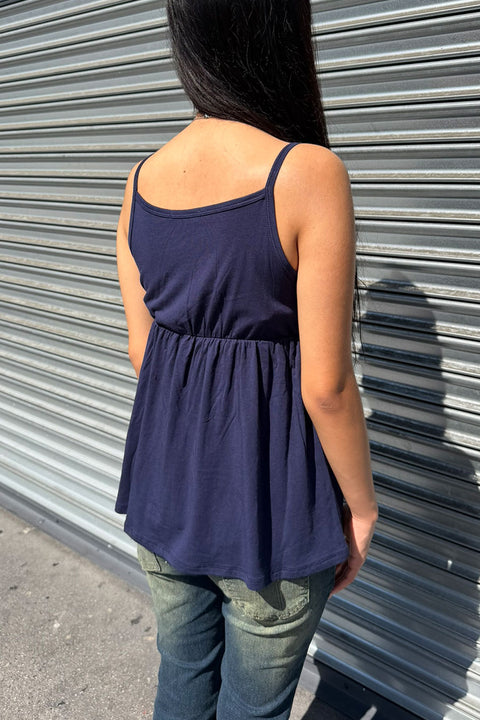 2000s Pleated Lace Trim Babydoll Cami Top