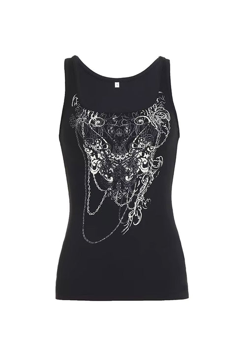 Y2K Gothic Grunge Chain Print Sleeveless Tank Top