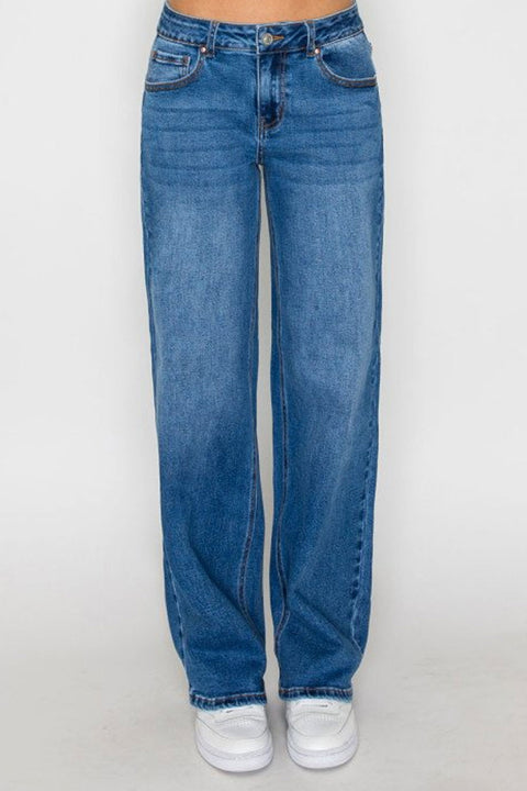 WAXJEAN Low Rise Basic Baggy Jean with Good Stretch