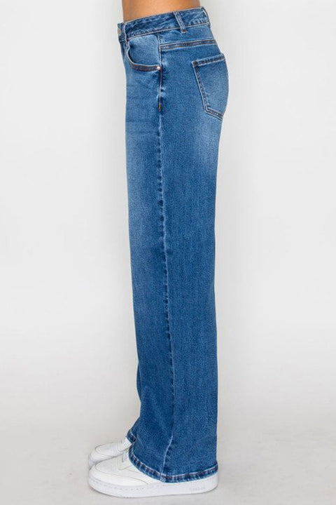 WAXJEAN Low Rise Basic Baggy Jean with Good Stretch