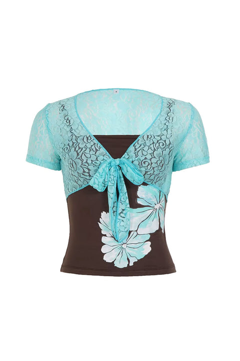 2000s It-Girl Energy Lace Tie-Front Layered Cami 2-Piece Set Top