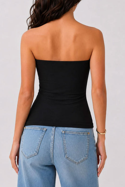Basic Fitted Tube Top with Removable Built-In Bra