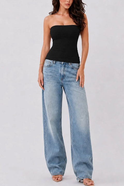 Basic Fitted Tube Top with Removable Built-In Bra