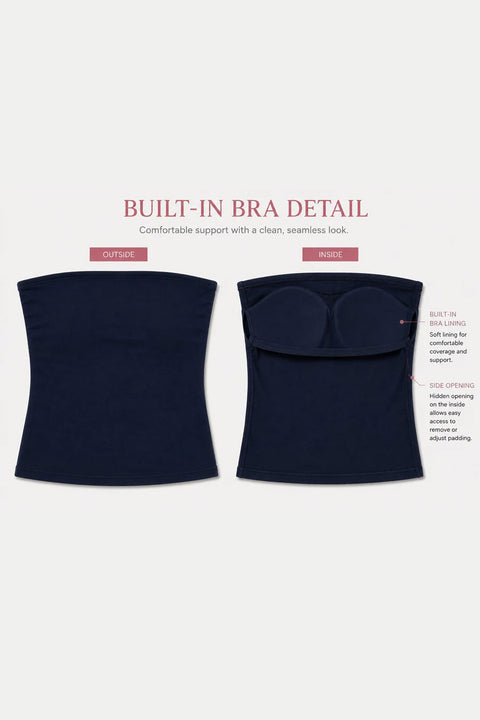 Basic Fitted Tube Top with Removable Built-In Bra