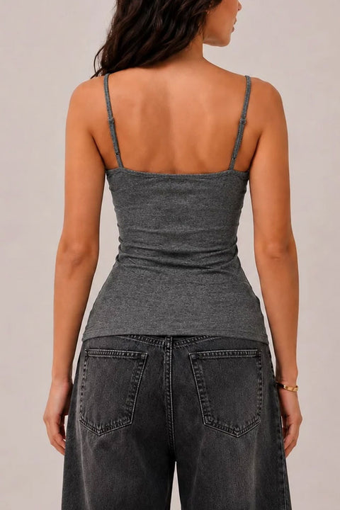 Basic Scoop Neck Built-In Bra Cami Top