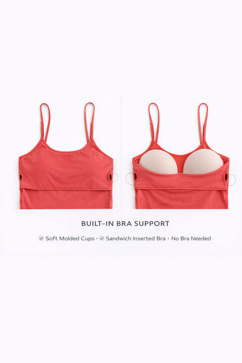 Basic Scoop Neck Built-In Bra Cami Top