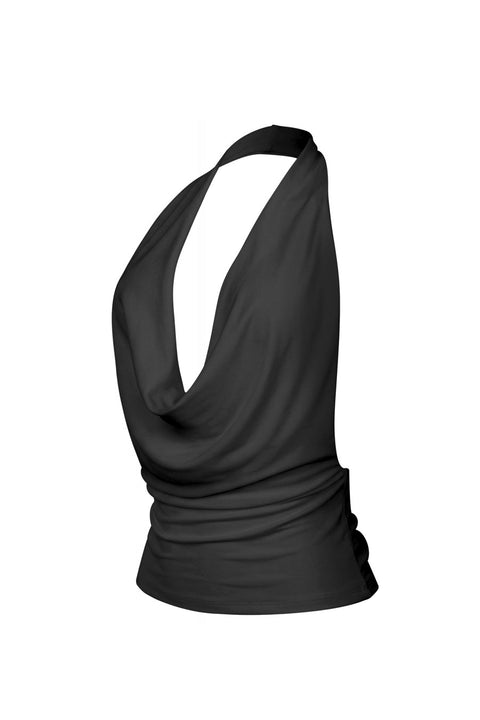 Tresser™ Plunging Halter Cowl Neck Open Back Top