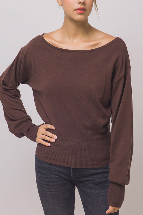Effortlessly Chic Off-The-Shoulder Dolman Sleeve Sweater