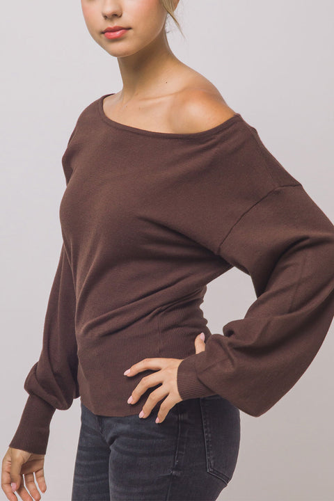 Effortlessly Chic Off-The-Shoulder Dolman Sleeve Sweater