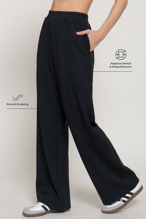 Soft Modal Scuba Wide Pants with Pintuck Detail