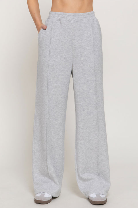 Soft Modal Scuba Wide Pants with Pintuck Detail