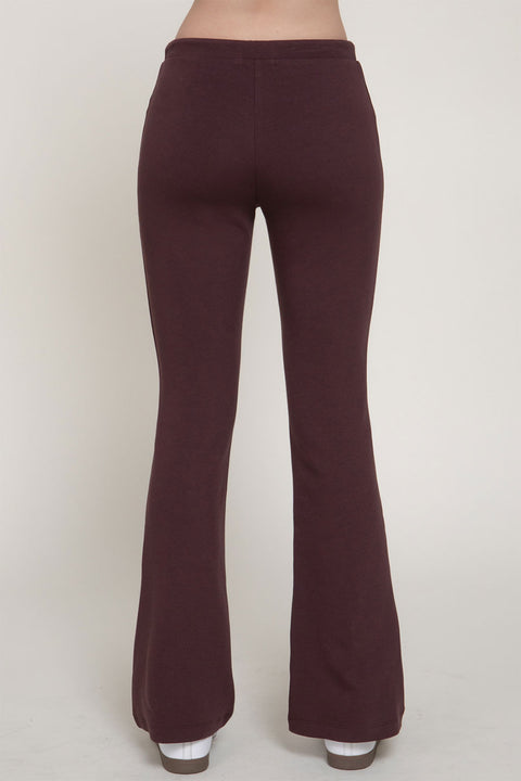 Basic Flare Knit Pants with Metal Tip String and Center Seams