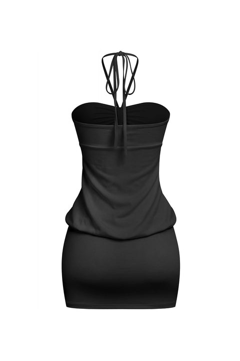 Tresser™ Y2K Halter Tie Bubble Mini Dress with Ruched Chest