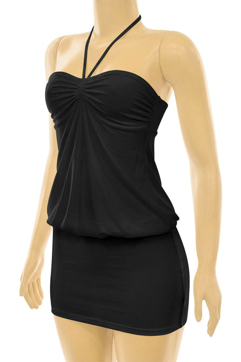 Tresser™ Y2K Halter Tie Bubble Mini Dress with Ruched Chest