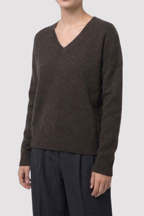 Oversized Relaxed Fit V-Neck Drop-Shoulder Sweater
