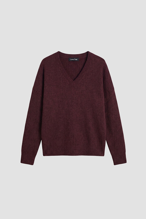 Oversized Relaxed Fit V-Neck Drop-Shoulder Sweater