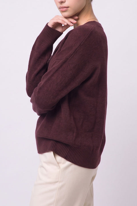 Oversized Relaxed Fit V-Neck Drop-Shoulder Sweater