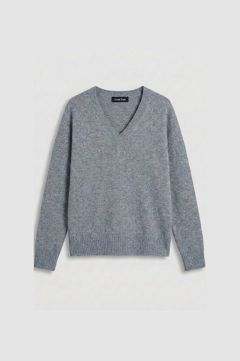 Oversized Relaxed Fit V-Neck Drop-Shoulder Sweater