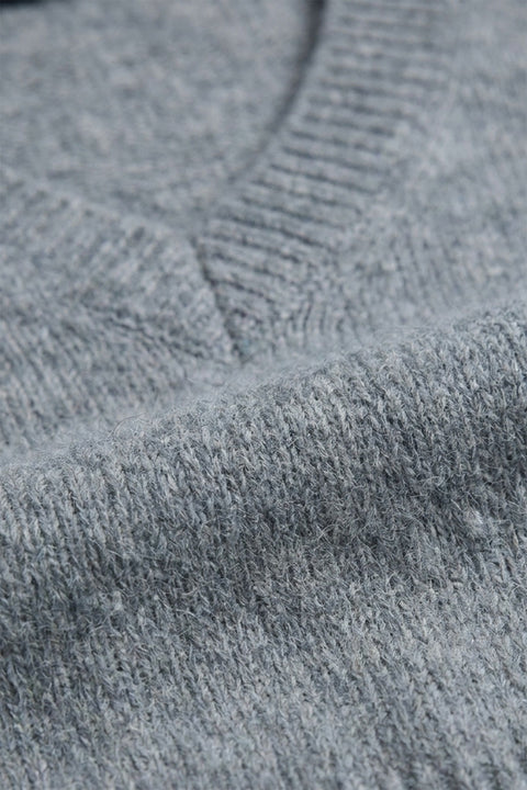 Oversized Relaxed Fit V-Neck Drop-Shoulder Sweater
