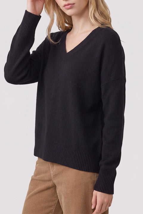Oversized Relaxed Fit V-Neck Drop-Shoulder Sweater